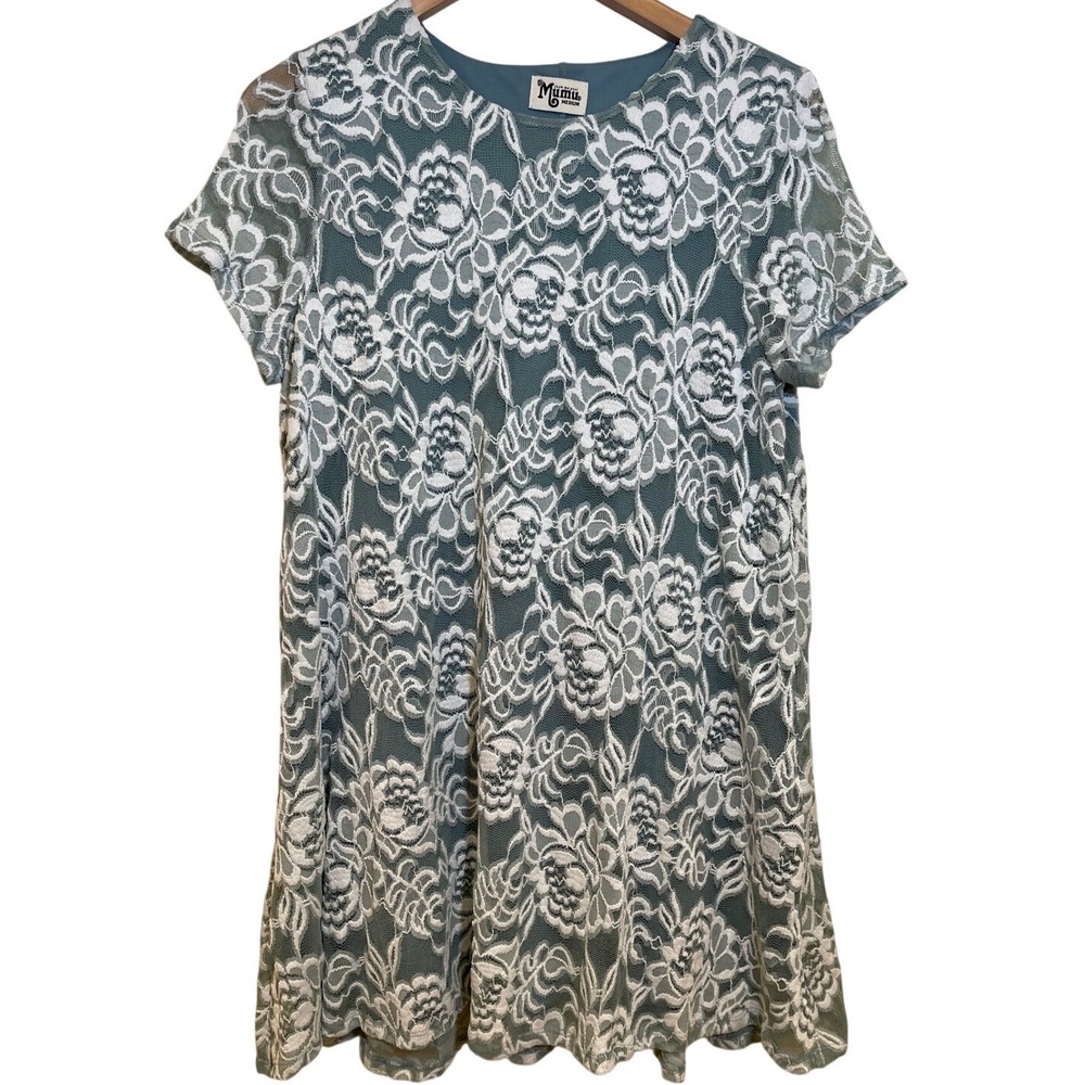 Show Me Mumu Lace Floral Coquette Romantic Sage‎ Dress M whimsigoth fairy boho